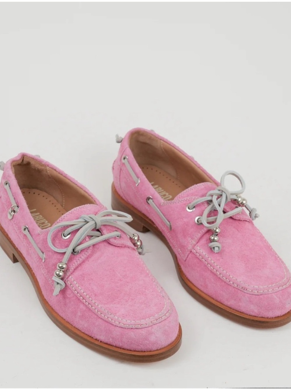 🌹LABUCQ🌹 Nelson Boat Pink Suede Women's Loafers Size: 37